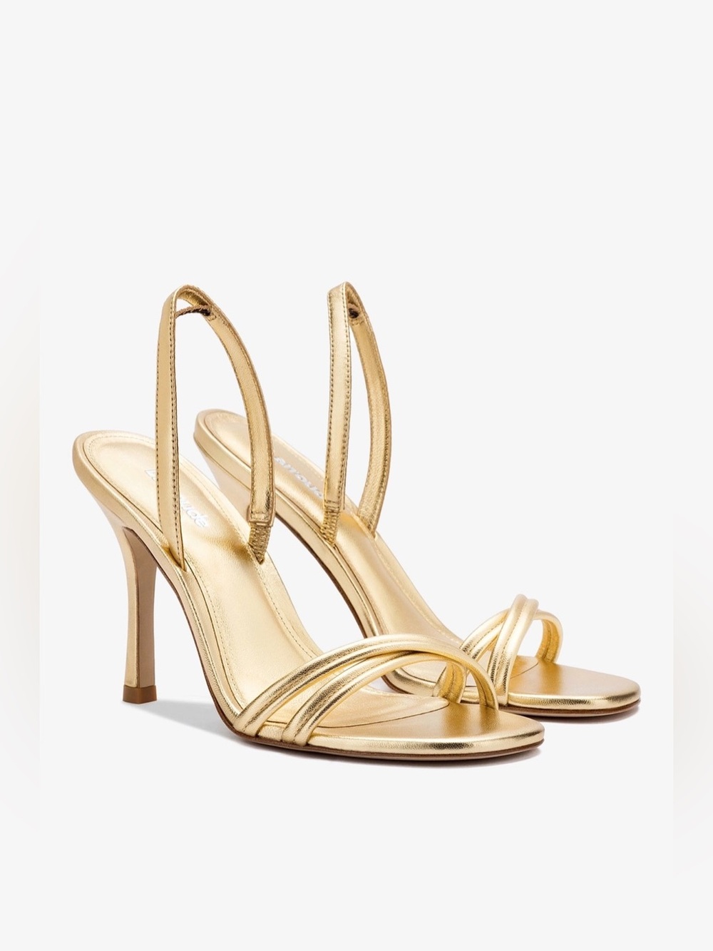 Larroude Annie Sandal Gold Metallic Leather Stiletto Heels Size 10